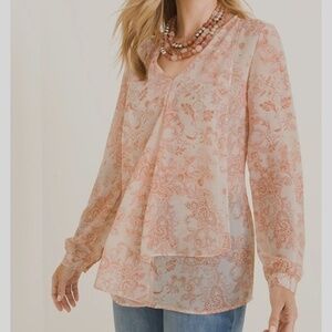 Chicos Peach Floral Boho Tunic